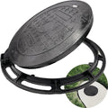 28 In Cast Iron Manhole Cover and Frame, B Class 28100 lbs Heavy-Duty Driveway by MOSINSBO