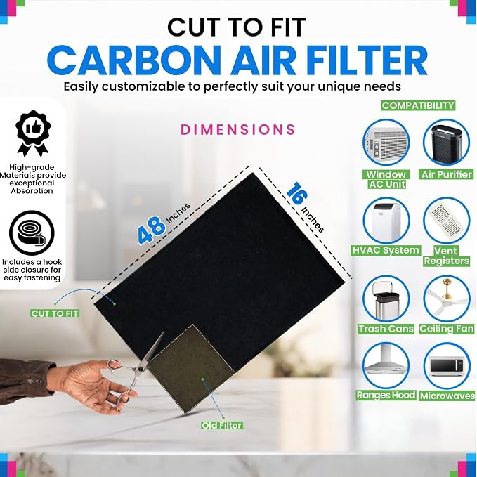 Cut to Fit Activated Carbon Filter Sheet 16” x 48” - Image 3