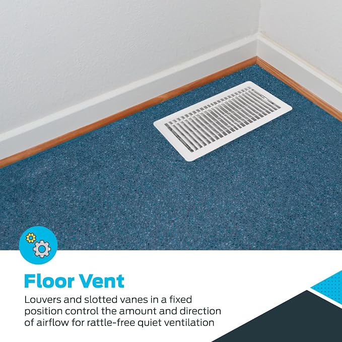 EZ-FLO 6 x 12 Inch Floor Register Vent Cover, One-Way Ventilation Register - Image 4