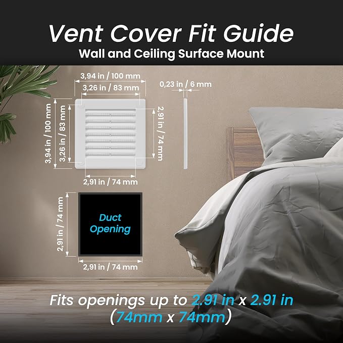 Repa Market 4 x 4 Inch Black Square Air Vent Cover - Image 2