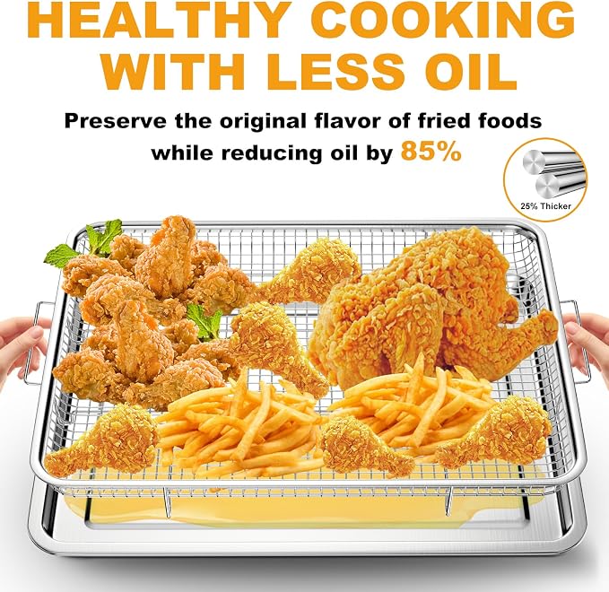 Air Fryer Basket for Oven 12.8"x9.6", 2 Pack Large Air Fryer Basket and Tray - Image 2