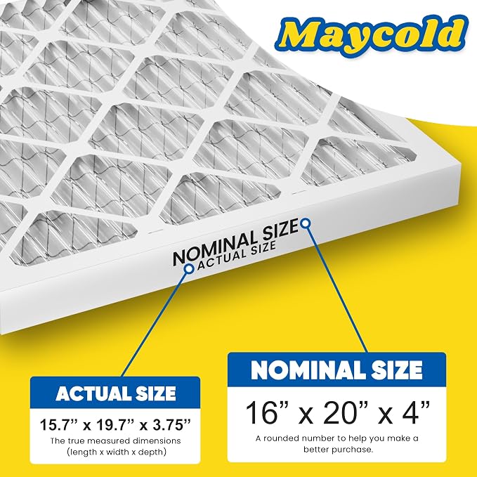 Maycold MERV 8 16x20x4 Furnace Air Filters, Pleated HVAC AC Filters – Actual - Image 3