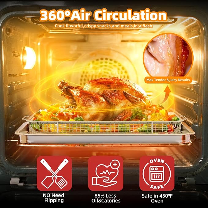 Air Fryer Basket for Oven, 2 Set Air Fryer Tray and Pan - Image 4