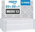 Aerostar 20x25x1 MERV 13 Pleated Air Filter, AC Furnace Air Filter, 12 Pack by AirFiltersDelivered
