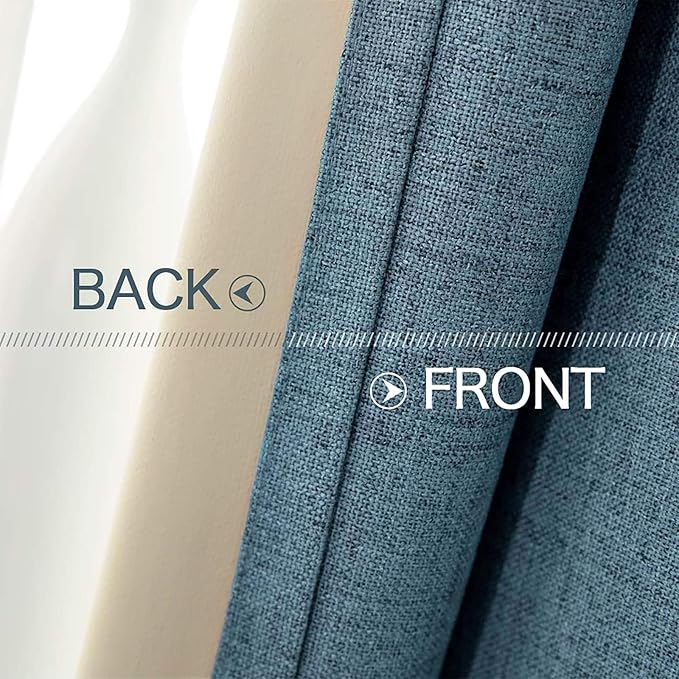 MIULEE 2 Panels Blackout Curtains Polyester Texture Opaque Curtains for Bedroom 100% Blackout Thermal Insulated Dusty Blue Curtains 90 Inches Long for Living Room