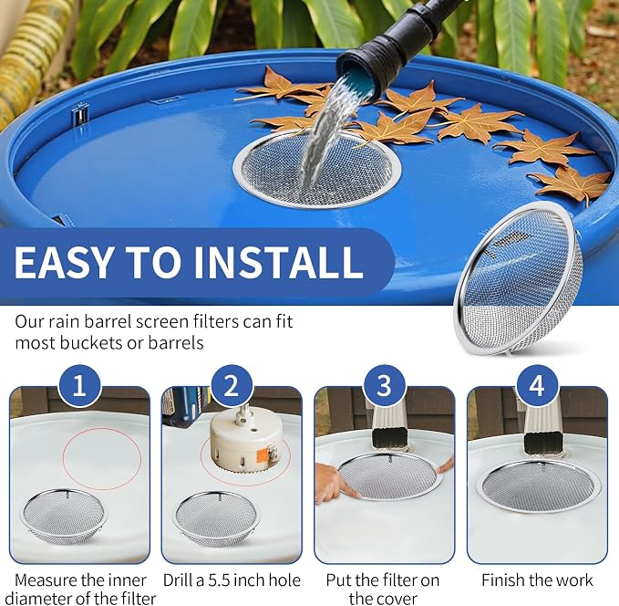 6" Rain Barrel Mesh Cover for Rain Barrels, Never Rust -Kitchen Wash Colander - Image 5