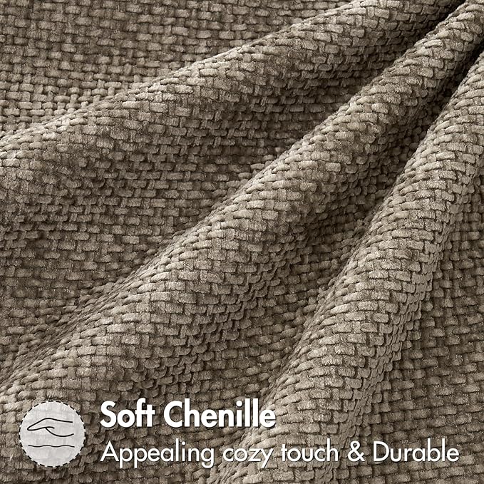 MIULEE Pack of 2 Lumbar Couch Throw Pillow Covers 20x12 Inch Neutral Khaki Modern Boho Accent Decorative Pillow Covers Soft Chenille Farmhouse Cushion Covers for Home Decor Bed Sofa Living Room