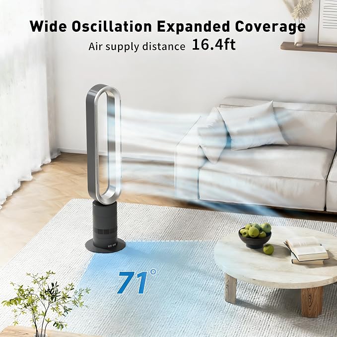 Xcity H601 Bladeless Tower Fan, 10 Cooling Speeds, Remote Control, Ultra-Quiet - Image 3