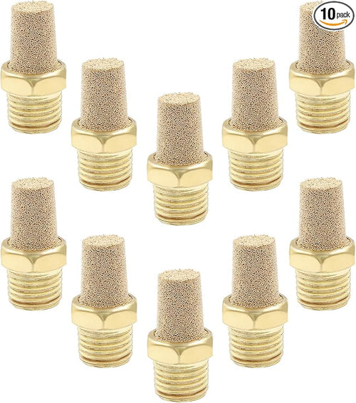 10 Pack 1/4" Male Thread Pneumatic Brass Exhaust Muffler Filter Air Pneumatic by Coufce