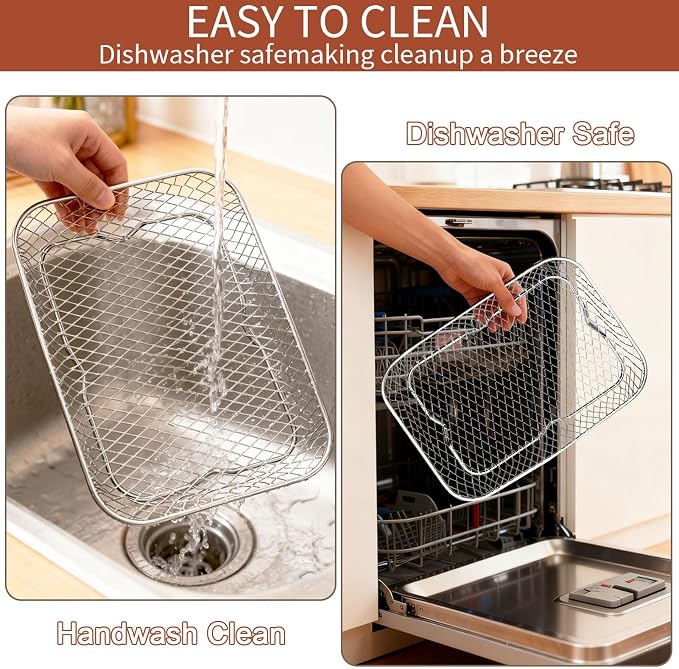 3-Tier Air Fryer Baskets, 7.79×5.23" Stackable Stainless Steel Racks - Image 5