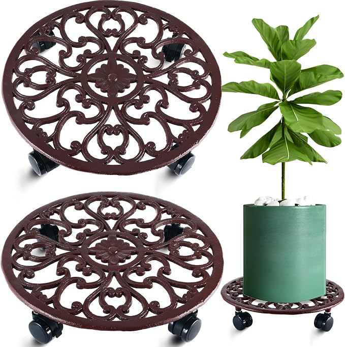 2 Packs 14 Inch Rolling Plant Stand by Planterhoma