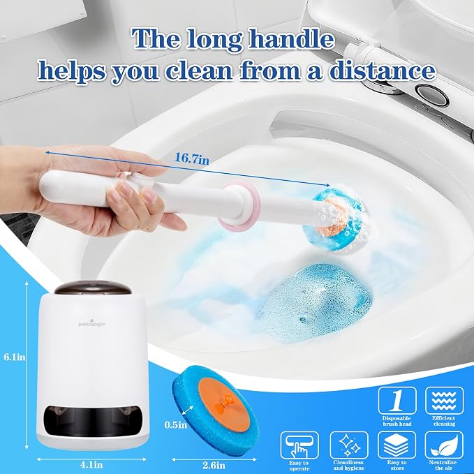 Disposable Toilet Cleaning System, Automatic Pop-Up Toilet Brush, Includes 32 - Image 2