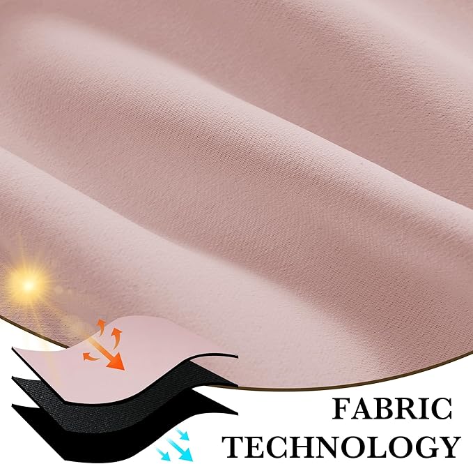 RYB HOME 100% Blackout Bathroom Curtains Over Sink 24 inches Long, Heat & UV Blocking Total Room Darkening Noise Reducing Curtains for Basement RV Campers, Baby Pink, 2 Panels Set