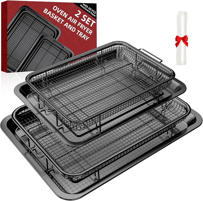 Air Fryer Basket, 2 Set Oven Air Fryer Basket and Tray by MakeCookingMoreEasier