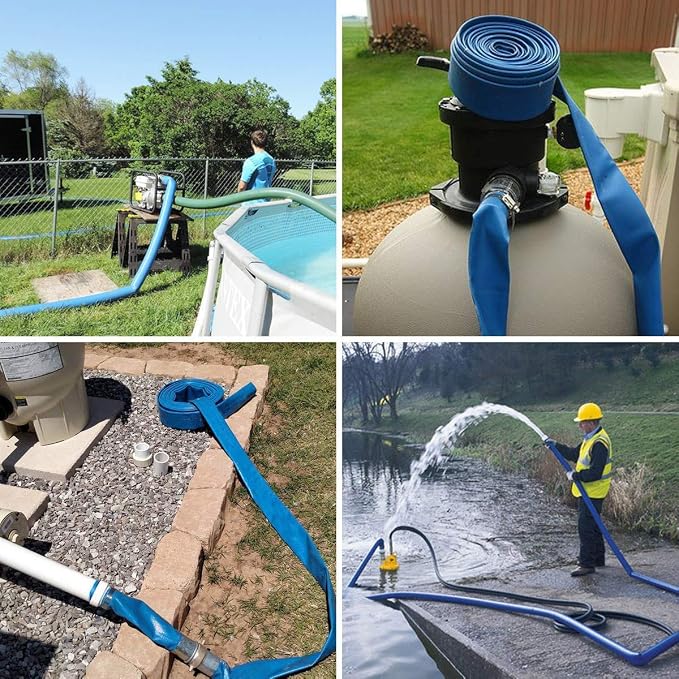 Eastrans 1-1/4''x100ft Blue PVC Lay-Flat Backwash Hose - Image 8