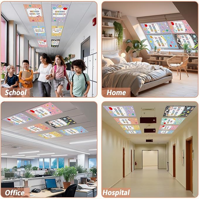 QOUBAI 8 Pcs Fluorescent Light Covers, 4 x 2 Ft Magnetic Light Filters Notebook - Image 6