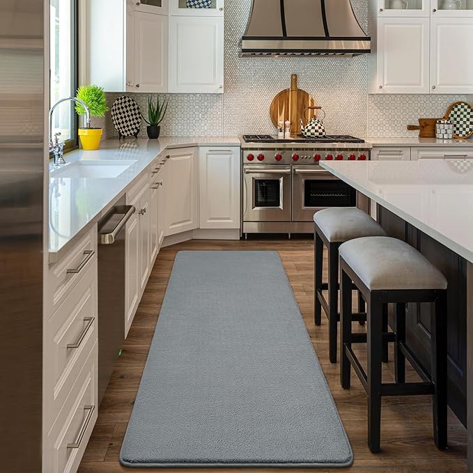 Amearea Modern Soft Hallway Runner Rug, 3x8 Feet Area Rug Runners for Hallways, Washable Runner Rugs, Non Slip Memory Foam Rug Grey Runner Rugs Carpet for Entrance Kitchen Kids Room Decor