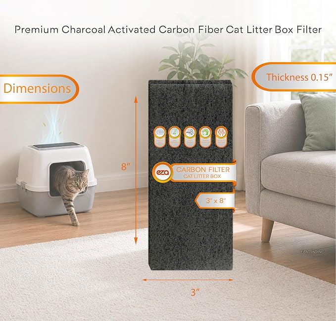 Pet Premium Charcoal Activated Carbon Fiber Replacement Air Odor Filter - Image 3
