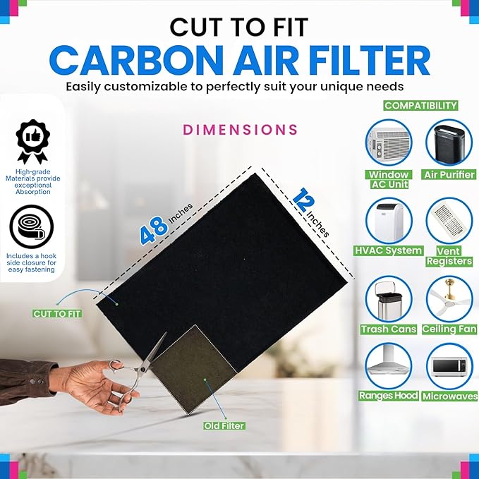 Cut to Fit Activated Carbon Filter Sheet 12” x 48” - Image 3