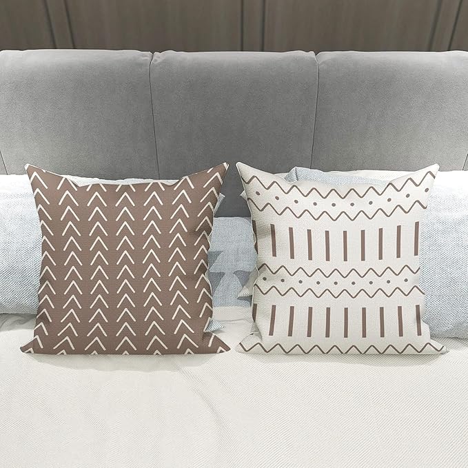 YCOLL Pillow Covers 20x20 Set of 4, Modern Sofa Throw Pillow Cover, Decorative Outdoor Linen Fabric Pillow Case for Couch Bed Car, Khaki