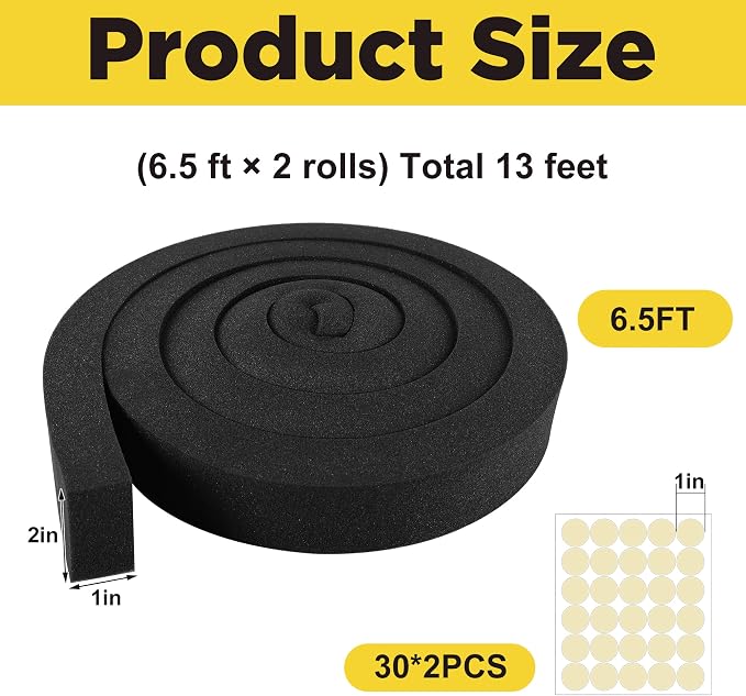Tlswshsy 2 in x 6.5 ft Air Conditioner Foam Tape-2Pcs Non-Adhesive Foam Seal - Image 2