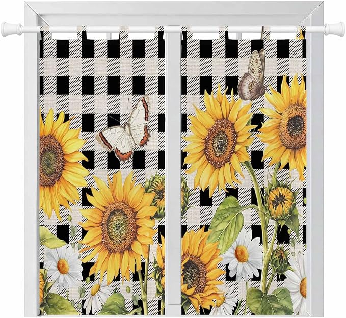 Sunflowers Living Room Curtains 84 Inch Length, Window Curtains Tab Top by Unknown