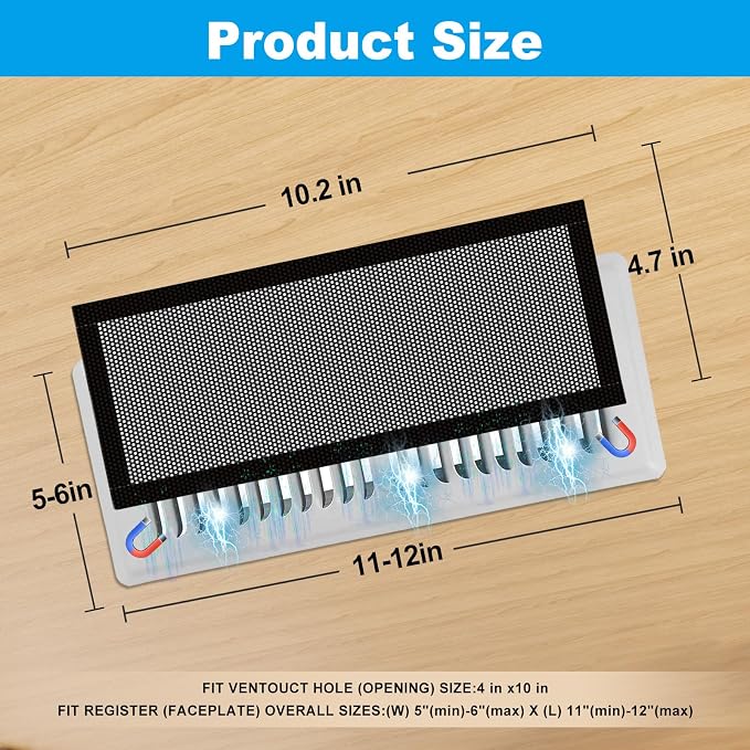6-Pack Black Magnetic Vent Covers 4x10 Inch - Image 2