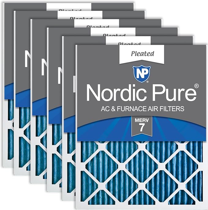 Nordic Pure 14x25x1 MERV 7 Pleated AC Furnace Air Filters 6 Pack by NordicPure