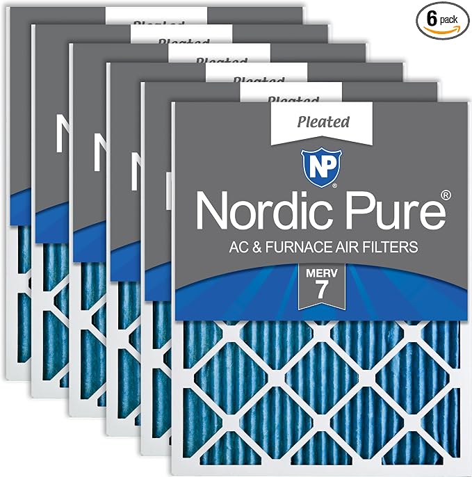 Nordic Pure 16x16x1 MERV 7 Pleated AC Furnace Air Filters 6 Pack by NordicPure