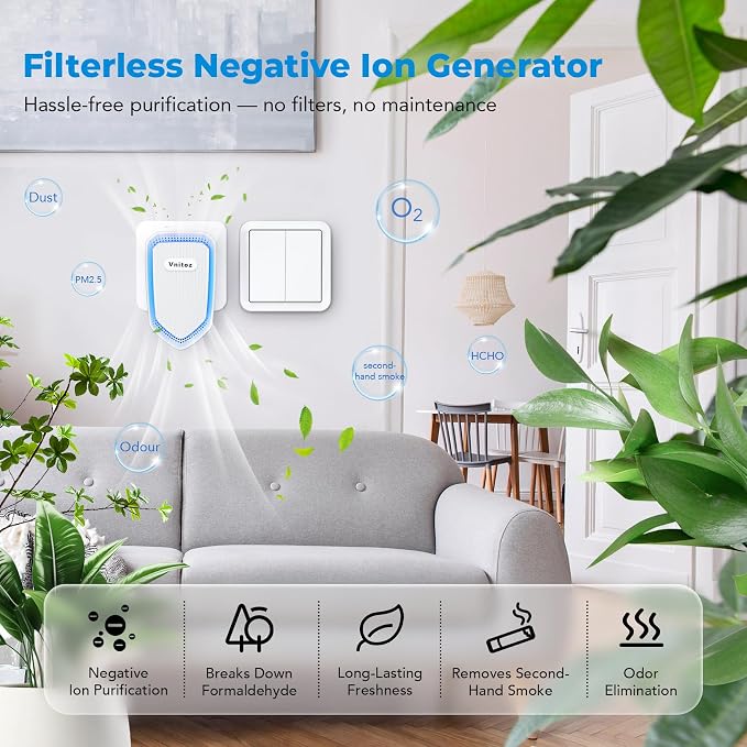 Air Ionizers Plug In Negative Ion Air Purifiers Quiet Air Freshener - Image 3
