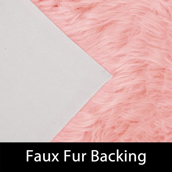Latepis Pink Bedroom Rug 4x6 Area Faux Sheepskin Rug Fluffy Fur Rugs for Living Room Furry Bedside Rugs for Girls Room Luxury Home Decor