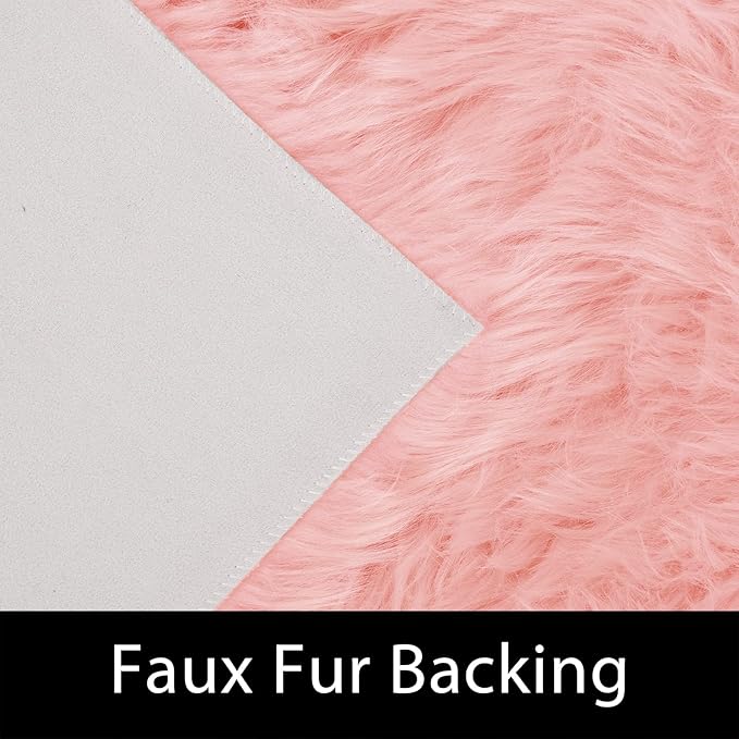 Latepis Pink Runner Faux Sheepskin Fur Rugs 2X5 Fluffy Rug for Bedroom Cute Furry Shag Fuzzy Rug for Girls Room Dorm Luxury Room Decor