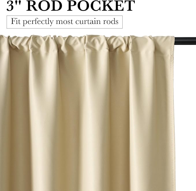 RYB HOME 100% Blackout Short Curtains for Small Window, Thermal Insulated Total Room Darkening Noise Reducing Curtains for Basement Bathroom RV Cars, 29 inches Wide by 36 inches Long, Biscotti Beige