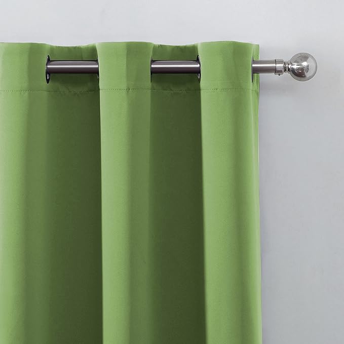 LEMOMO Light Green Blackout Curtains/42 x 84 Inch/Set of Two Panels Grommet Bedroom Curtains