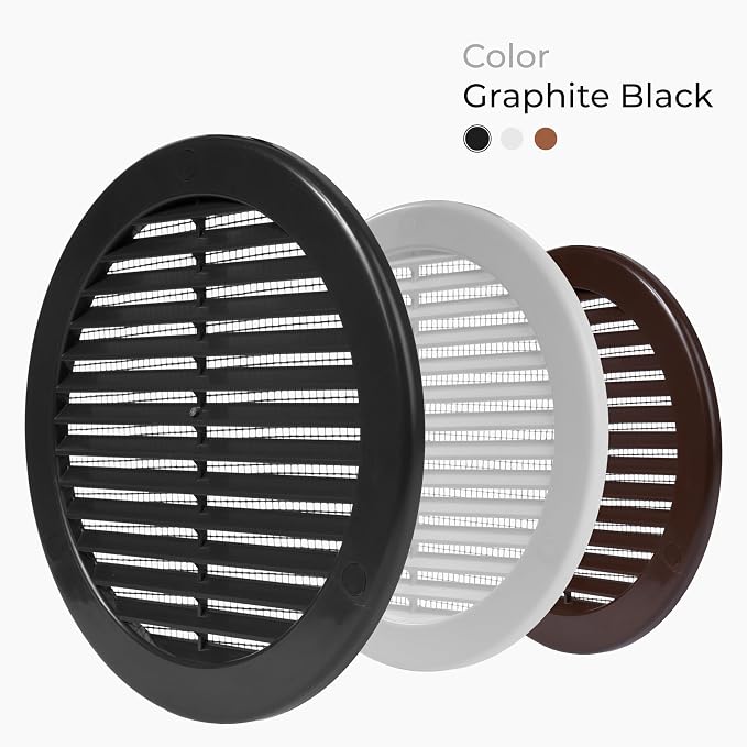 50-Pack 6" Round Air Vent Cover – Black Plastic Soffit Air Vent Deflector - Image 7