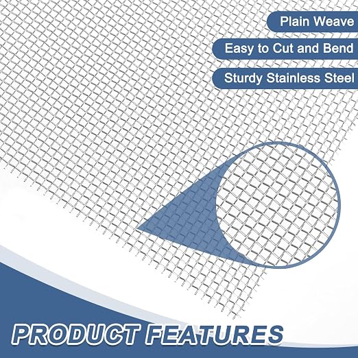 uxcell 10 Mesh 39" x 10" Woven Wire Mesh, 316 Stainless Steel Air Vent Filter - Image 3