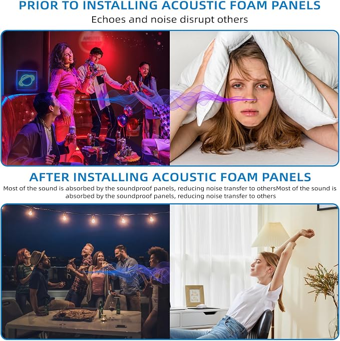 4 Pack Sound Proof Foam Panels |48"×24"×2" Quick-Recovery Soundproof Wall - Image 6