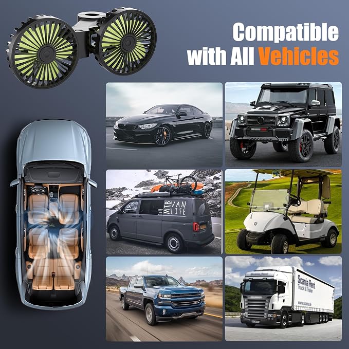 Hayousui USB Car Cooling Fans for Backseat: Dual Head Car Fan for Kids 3 Speeds - Image 8