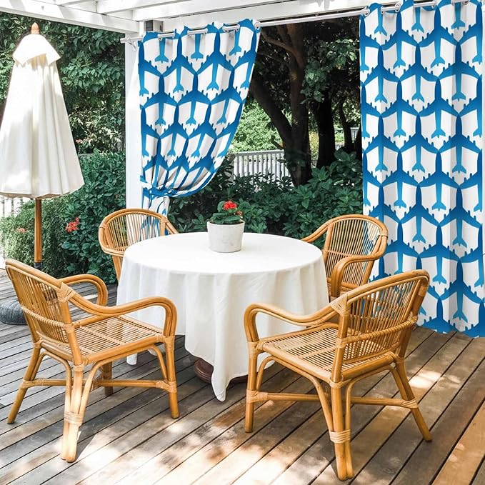 Blue Aircraft Waterproof Outdoor Curtains - Image 3