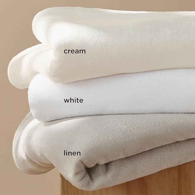 Bedsure GentleSoft Fleece Blanket Twin Size Cream - 300GSM Lightweight Plush Fuzzy Cozy Soft Warm Blanket for Bed, Sofa, Couch, Travel, Camping, 60x80 inches