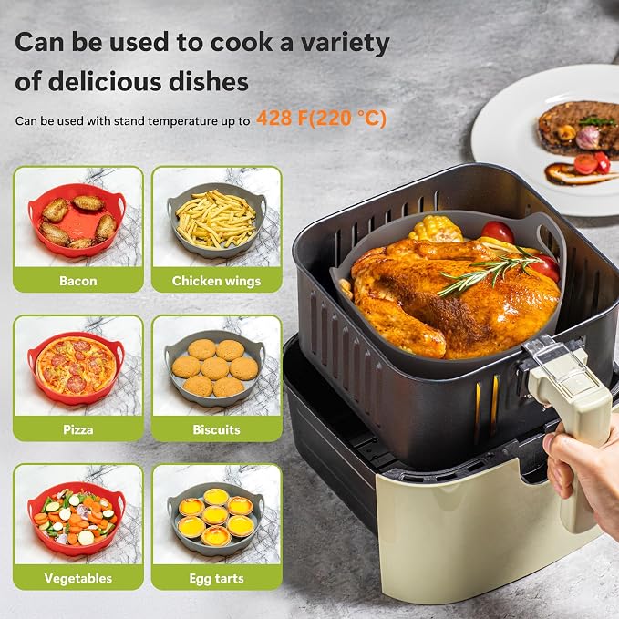 Li&Zhao Silicone Air Fryer Liners Reusable - Image 2