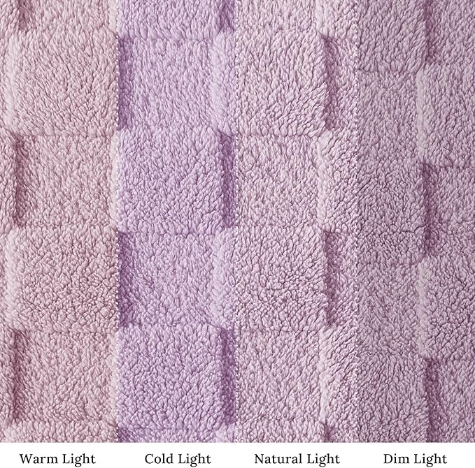 Exclusivo Mezcla Queen Size Flannel Fleece Blanket, Super Soft and Warm Lightweight Checkered Pattern Blanket for All Seasons, 90x90 Inches, Light Purple