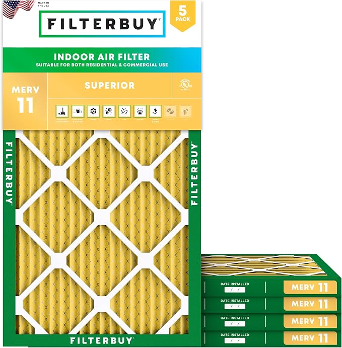 Filterbuy 14x25x1 Air Filter MERV 11 Superior Pet & Allergy Defense, by Filterbuy