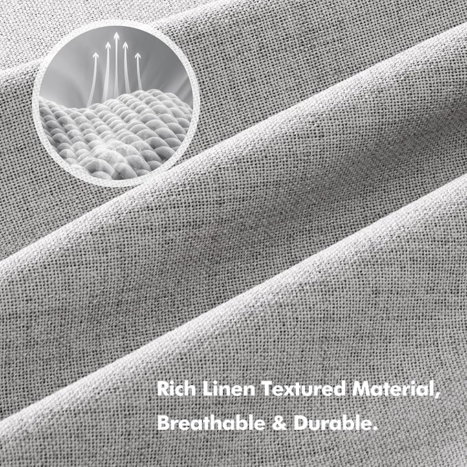 MIULEE 100% Blackout Linen Curtains for Bedroom, Greyish White Solid Luxury Decor Thermal Insulation Room Darkening Drapes for Living Room Nursery Back Tab Rod Pocket 42 x 96 Inches, 2 Panels