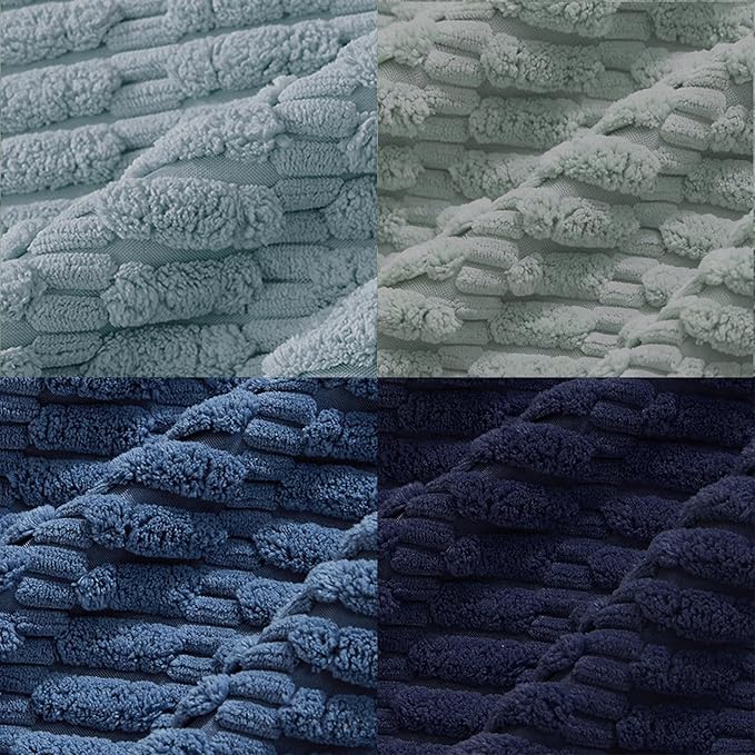 Fancy Homi Set of 4 Blue Boho Decorative Throw Pillow Covers 28x28 Inch for Couch Bed Sofa, Aesthetic Modern Bohemian Room Decor, Fuzzy Fluffy Cozy Corduroy Textured Coastal Blue Cushion Case 71x71cm