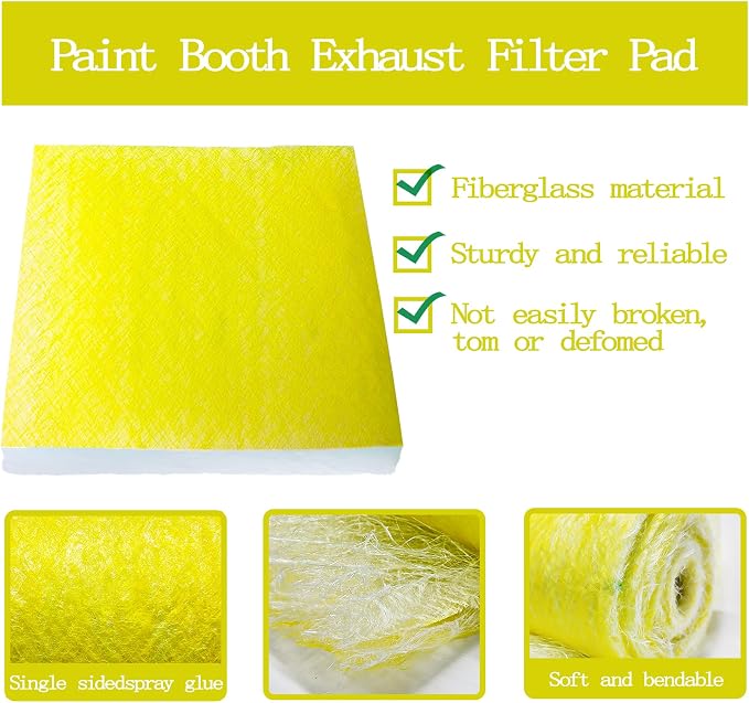 AUC Paint Booth Exhaust Filters, 22 Gram Fiberglass Paint Arrestors Pad - Image 4