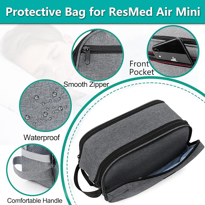 CPAP Travel Bag for ResMed AirMini Machine, Portable Storage Organizer Case - Image 6
