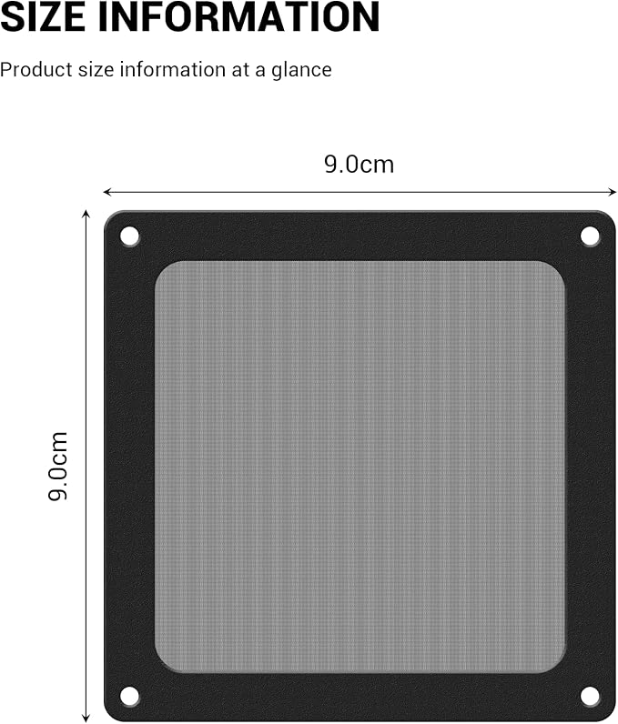 Dust Filter PC 90mm for Computer Cooler/PSU/Routers Nylon 80 Mesh, Magnetic - Image 3