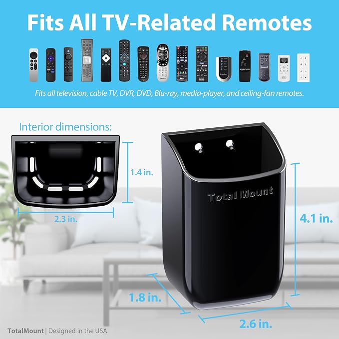 TotalMount Hole-Free Remote Control Holder – Eliminates Need to Drill Holes in - Image 3