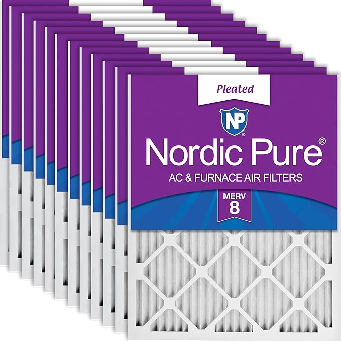 Nordic Pure 16x20x1 Pleated MERV 8 Air Filters 12 Pack by NordicPure